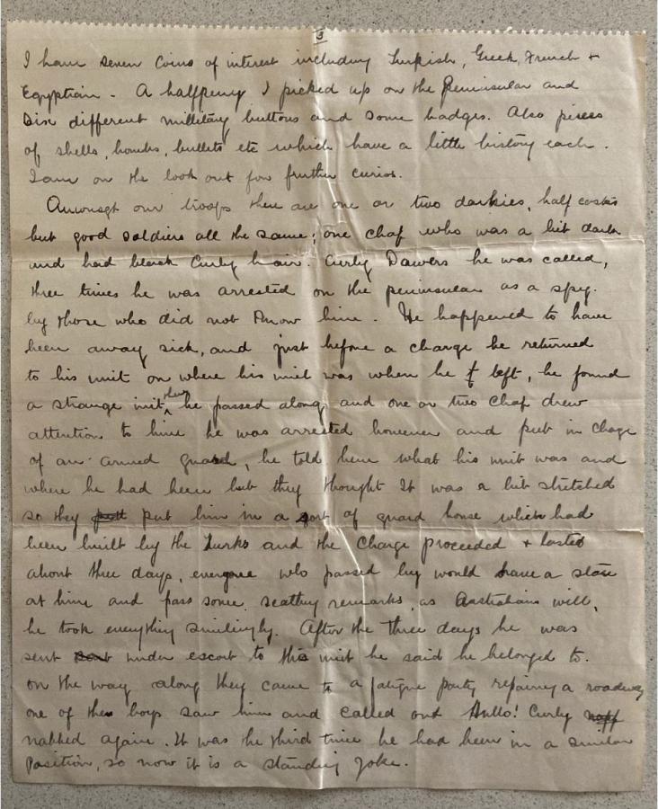 Company Sergeant Major Laurence MacBrair letter