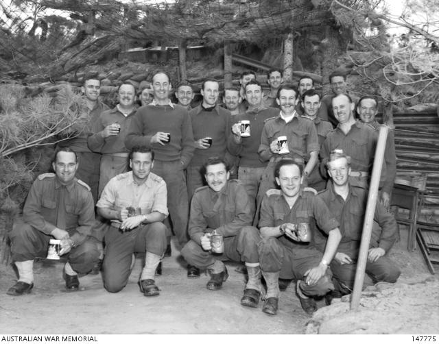 Group portrait of officers who attended Colonel Frank Hassett's 34th birthday party. 