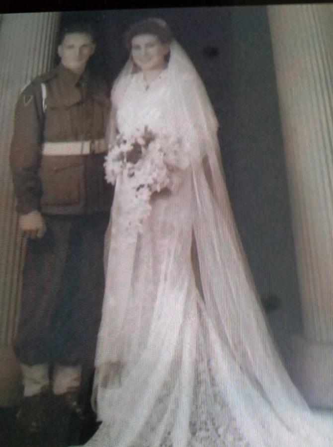 Leo Inglis with his wife on their wedding day.