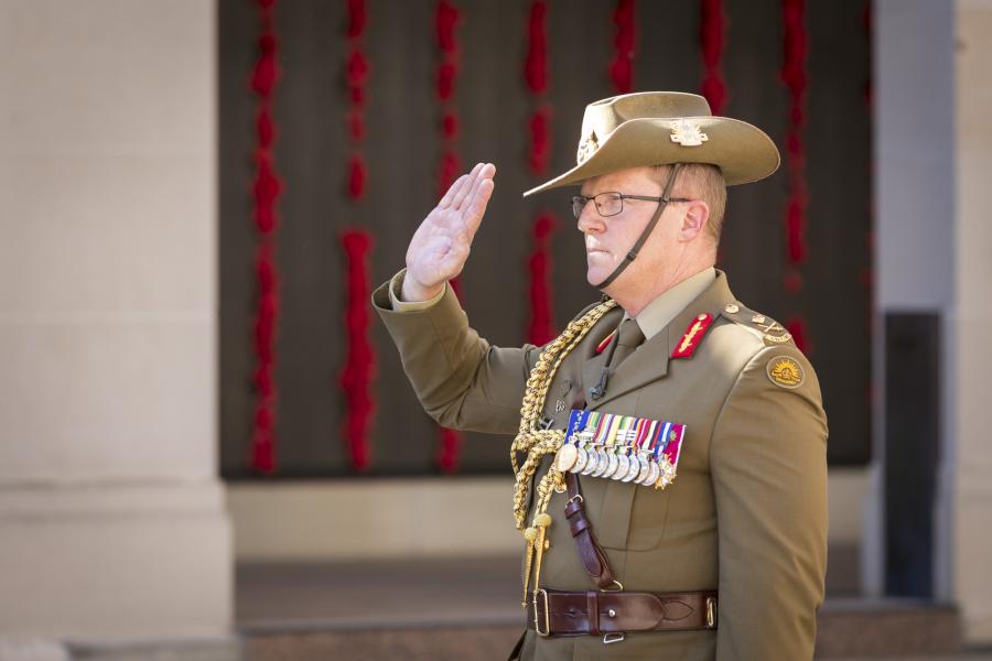 Major General Marcus Thompson at the Last Post Ceremony commemorating his great-great uncle
