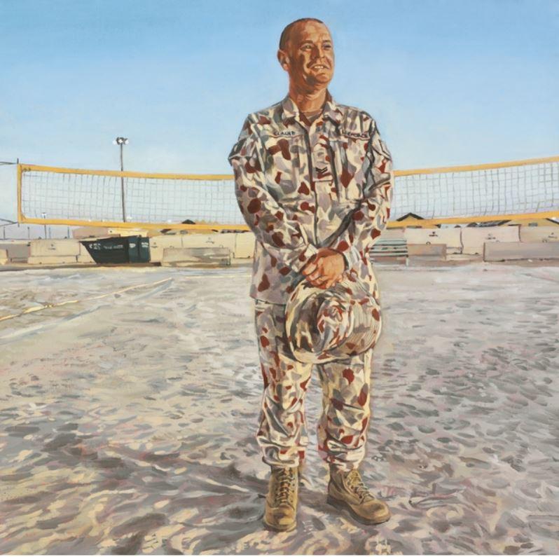 Lyndell Brown and Charles Green, Dawn, Military Compound, Gulf, 2007, oil on linen, ART93308. 