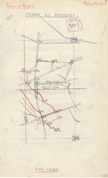 Map of the 10th Battalion’s attack at Mouquet Farm in August 1916