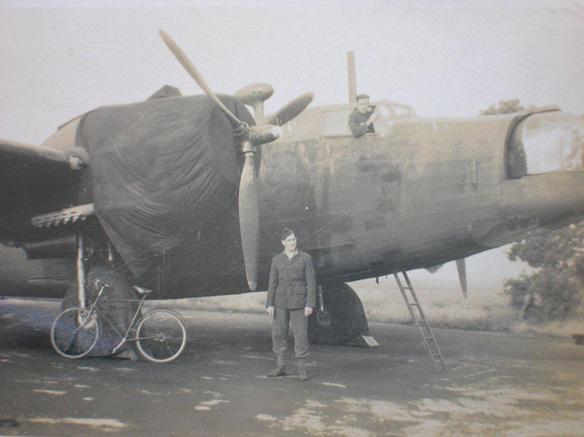 Bike beneath a Vickers Wellington (aircrew remembered)