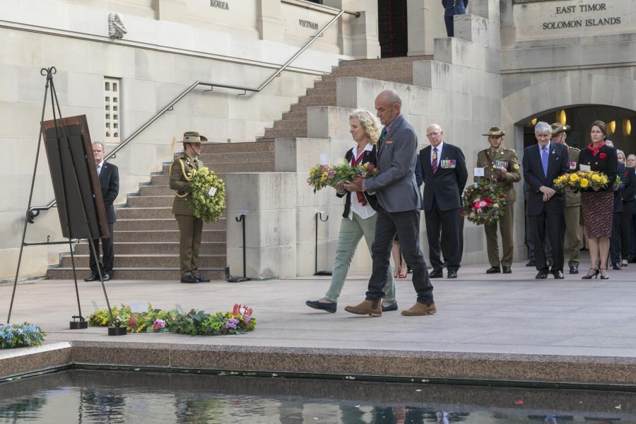 George laying a wreath at the Last Post Ceremony