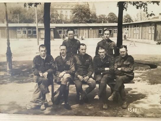 Colin Craig (centre), Freiburg prisoner-of-war camp, May 1917, image courtesy Emsley Craig family