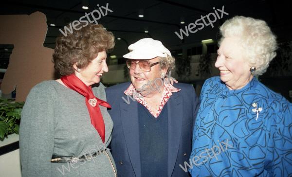 Edie, Jake Jacobs (who liberated Edie and Vivian from the prisoner of war camp in Sumatra in 1945), and Vivian at Perth airport