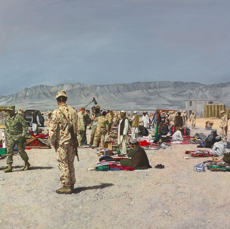 History painting: market, Tarin Kowt, Uruzgan province, Afghanistan