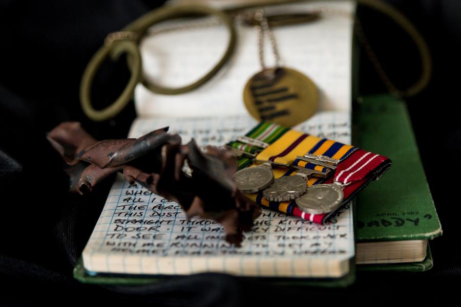 ‘What is left from War’ diaries, shrapnel and medals