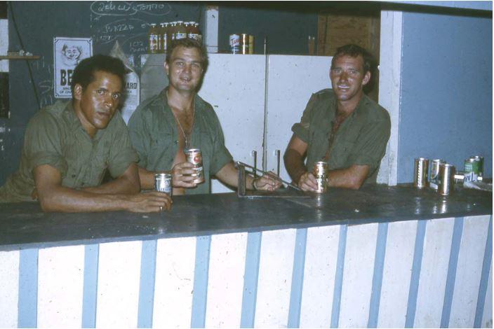 John Burns (left), Larry D'Arcy (centre) and Ian Warren (right) at the Mushroom Club in 1968.(