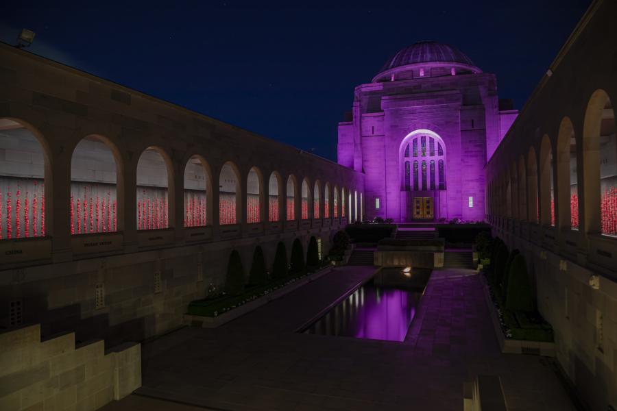 AWM illuminated in Royal purple