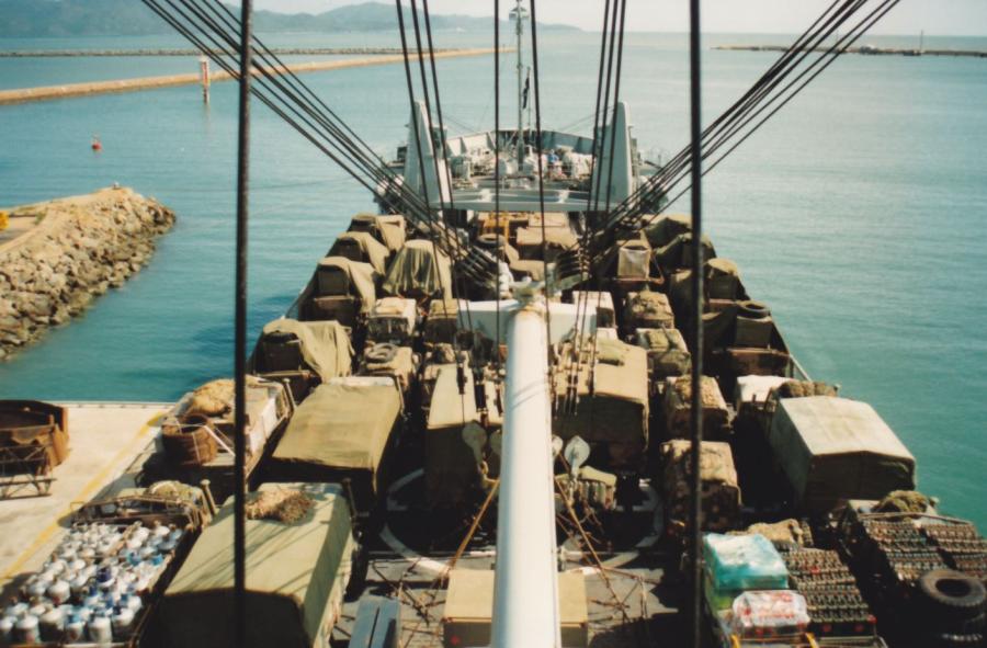 Tobruk with cargo embarked at Townsville December 1992