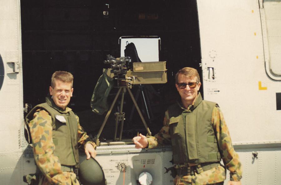 Perryman with CO CMDR Kevin Taylor prior to flying into Mogadishu for ops brief