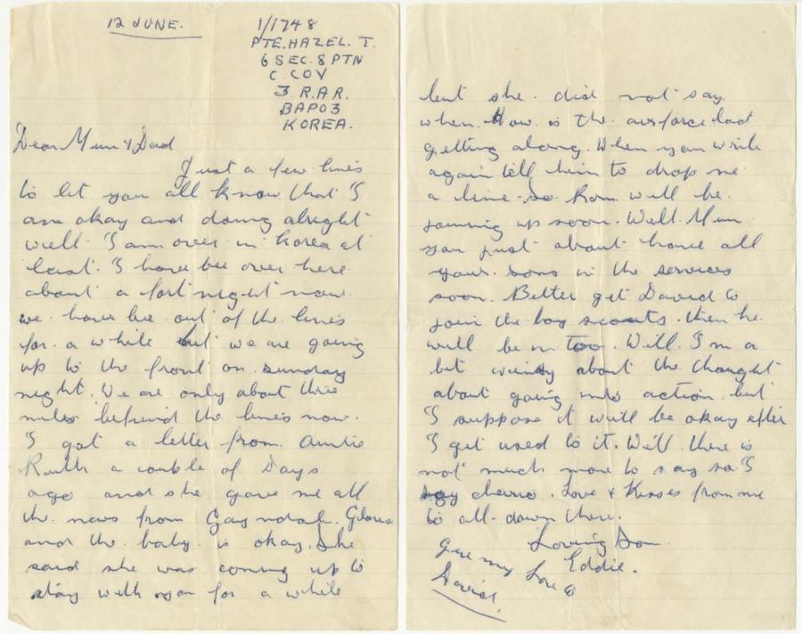The letter Toby Hazel wrote to his parents