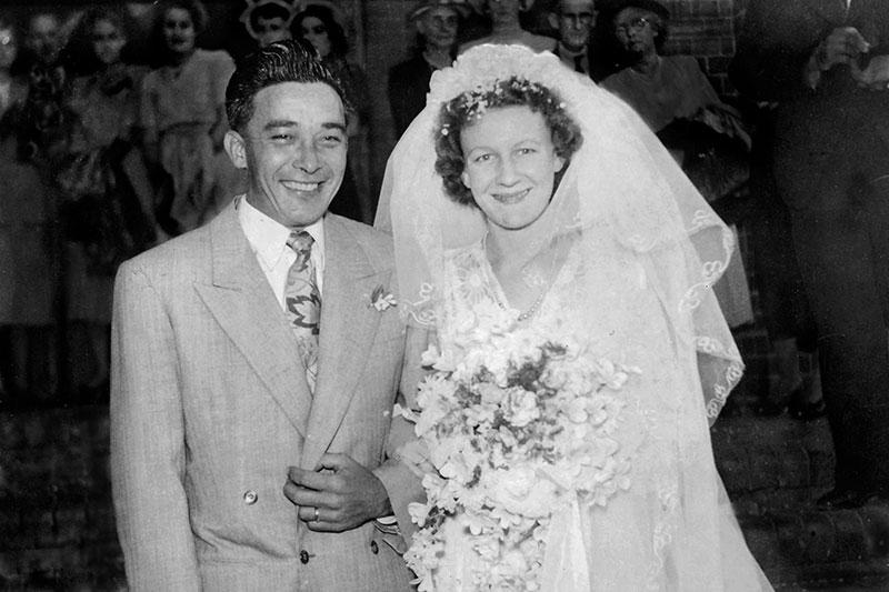 Len Seto and his wife Hazel on their wedding day.