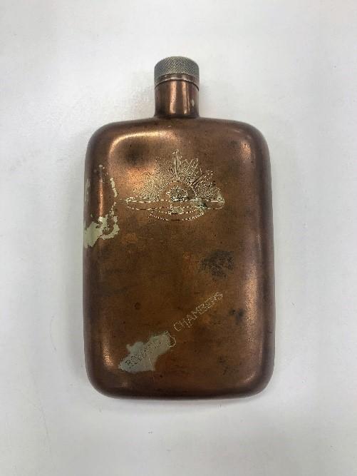 Chambers’ metal and copper hip flask