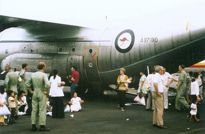 Orphans arriving at Tan Son Nhut airport