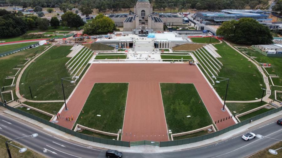Parade ground of the Australian War Memorial nearing completion