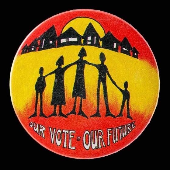 Our vote = our future metal badge