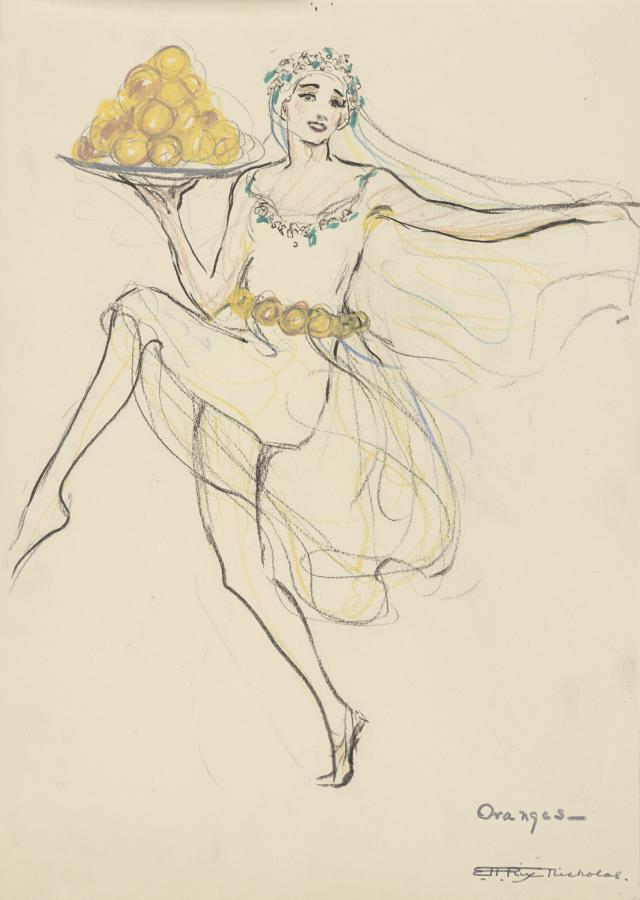 Hilda Rix Nicholas, Costume designs for Pageant of the Southern Cross, 1917, Oranges, AWM2024.582.24  