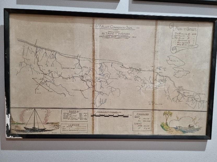A drawn map of the 2/7th Commando's time in Wewak
