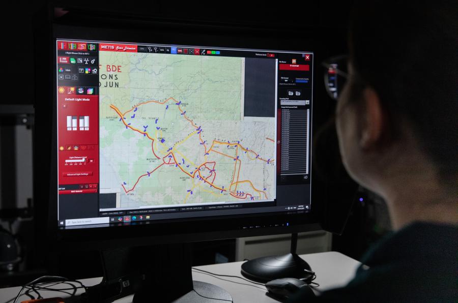 Computer screen with a map being digitised