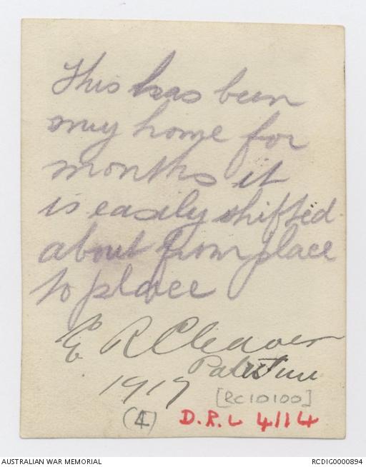 Cleaver's note on the back of a photograph RCDIG0000894