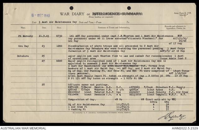 3AMC’s unit war diary shows its date of formation