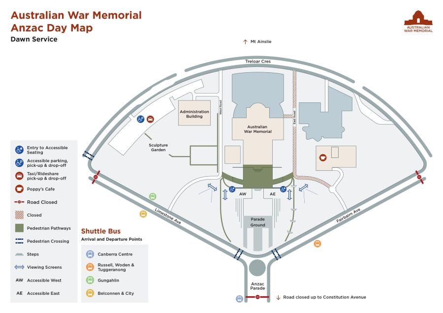 Anzac Day Dawn Service map