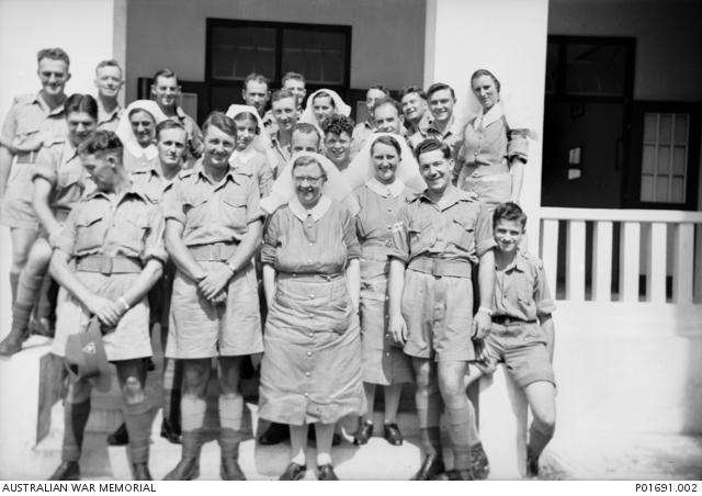 AANS nurses and other staff (Matron Drummond is centre, front row), Malaya, 1941. P01691.002