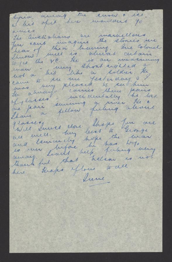 Matron Drummond’s letter to her sister, Phyllis, 5 February 1942