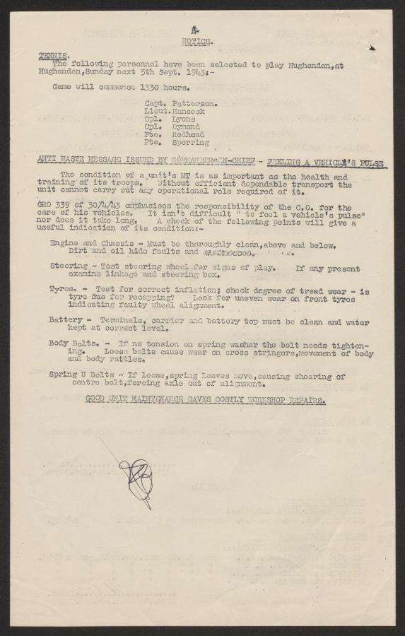 Routine order, September 1943. AWM2022.5.9096-0058