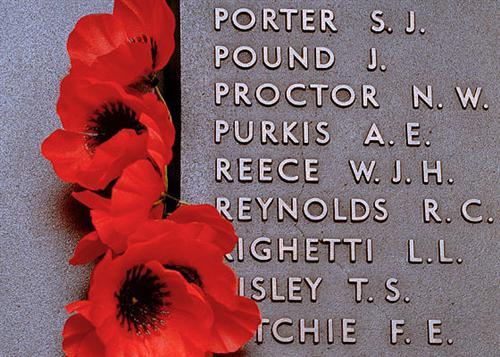 Roll of Honour bronze panel at the Australian War Memorial