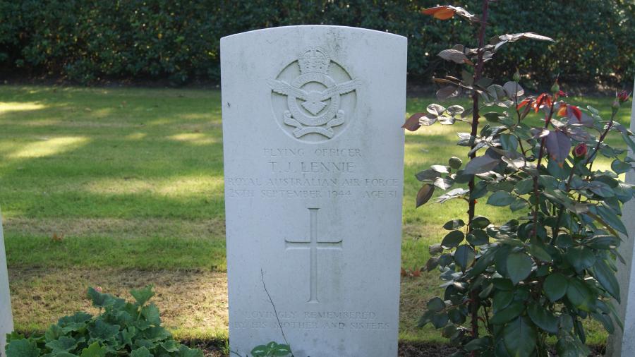 Grave stone for T.J. Lennie