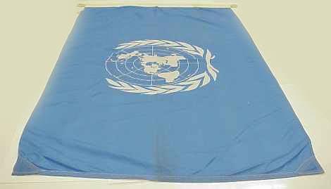 UN flag carried by Major Stuart Peach