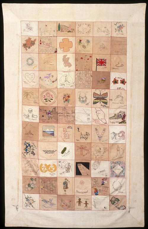 Reproduction of one of the quilts produced by women interned in Changi Gaol.