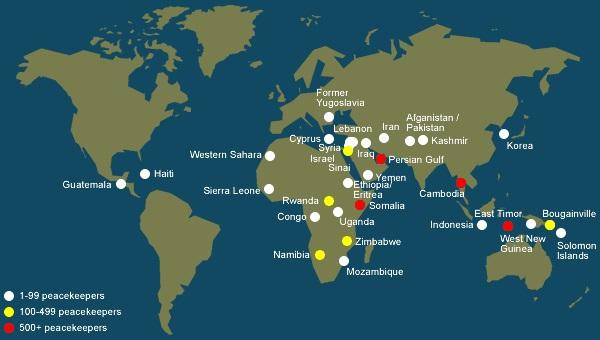 Map of Peacekeeping Operations