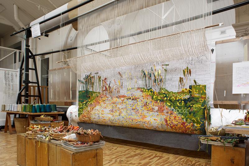 Imants Tillers, Avenue of Remembrance, commemorative tapestry commission work in progress. Photo by Jeremy Wehrauch.