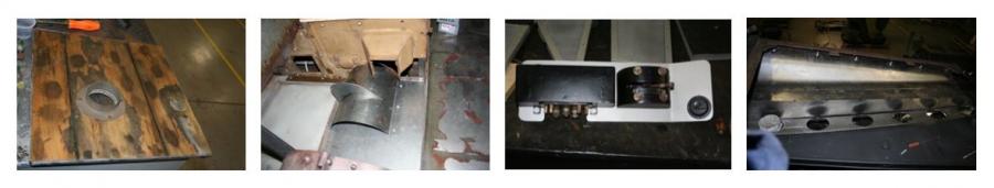  New floor sections  /  Batteries isolation switch /  Engine cooling ducting, two images