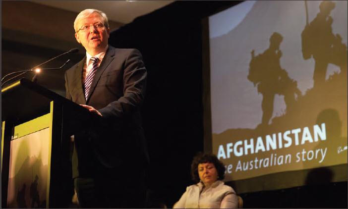 a photograph showing The Honourable Kevin Rudd MP, then Prime Minister of the Commonwealth of Australia, during the launch of the Australian War Memorial's new exhibition - Afghanistan: the Australian story.