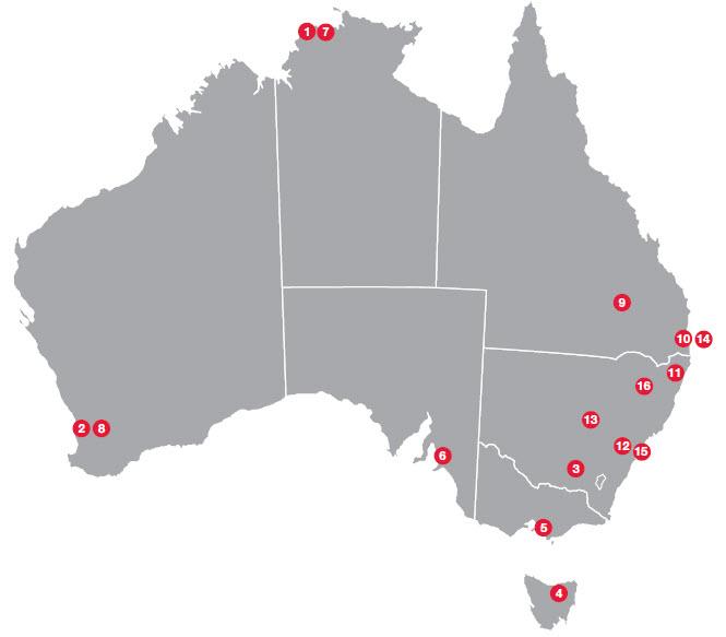 a map of Australia showing Travelling Exhibitions