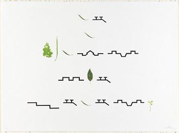 At a place not stated, 2015, lithograph, printed from two stones; screenprint, printed from one screen on paper, edition of 20, 56 x 76 cm. Commissioned by the Australian War Memorial in 2015
