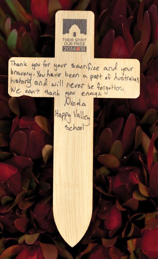 One of the signed crosses from the Commemorative Crosses program