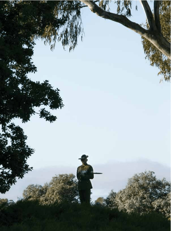 Soldier standing in the Memorial grounds