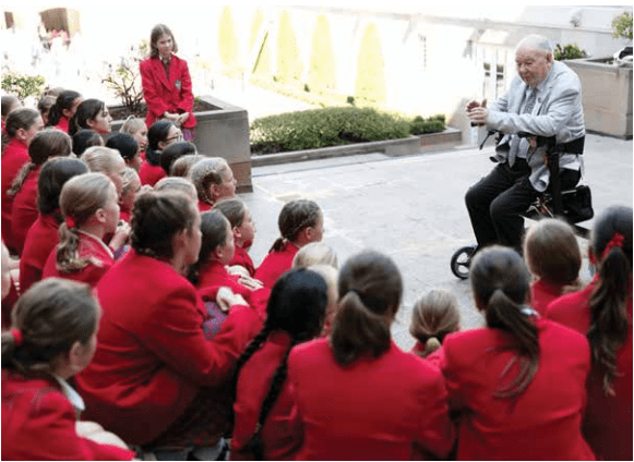 Students during and education program at the Memorial