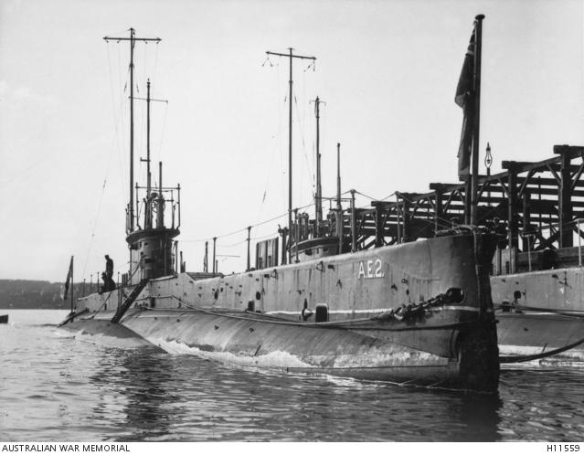 Royal Australian Navy submarines AE1 and AE2 in Sydney Harbour, c. 1914. H11559