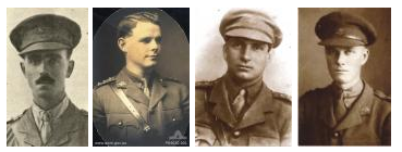 Lieutenant Colonel Alan 'Humphrey' Scott DSO, Officer Commanding 56th Battalion; Captain Vernon Smythe MC; Captain Raymond Single; Captain Hubert Thompson.