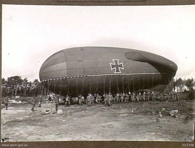 A captured German balloon detachment positioning one of their observation balloons for ascent.