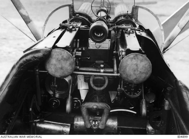 The instruments and armament of a Sopwith Camel from No. 4 Squadron, AFC