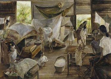 British Women and Children Interned in a Japanese Prison Camp, Syme Road, Singapore