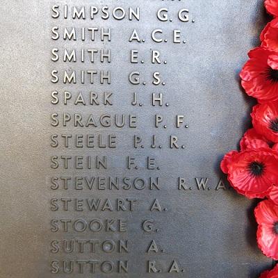 The names of brothers Philip and Norman Steele. Source: Roll of Honour at the Australian War Memorial.